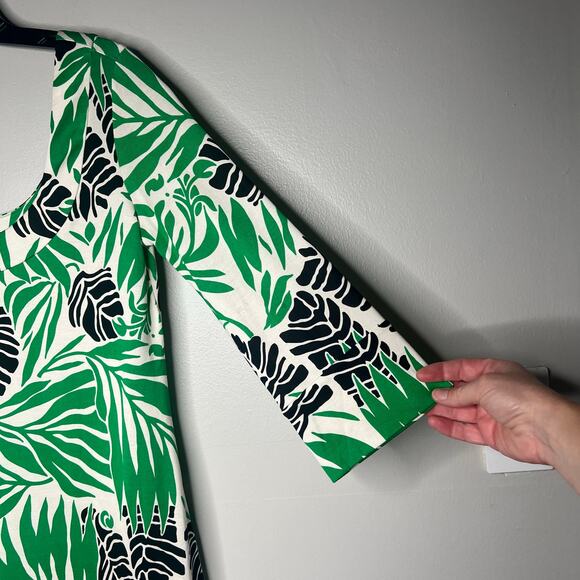 Diane Von Furstenberg 100% Silk Sheath Dress Palm Floral Print Sz 6 3/4 Sleeve - Picture 7 of 11